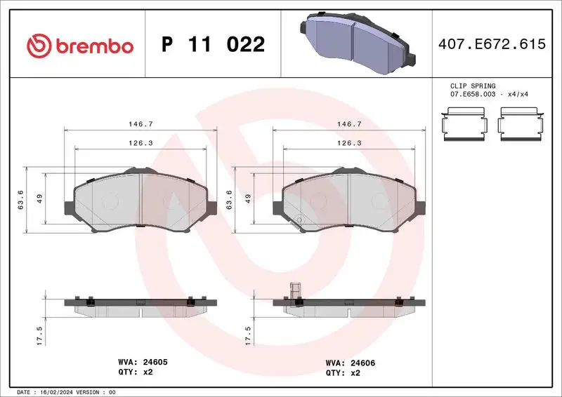 BREMBO P11022 Ön Fren Balatası