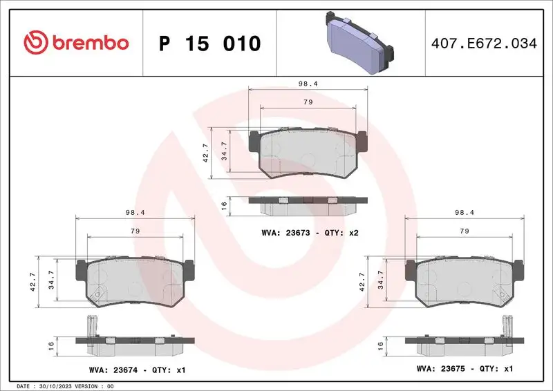 BREMBO P15010 Arka Fren Balatası