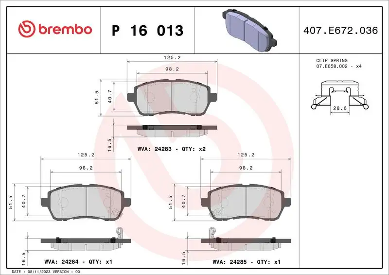 BREMBO P16013 Ön Fren Balatası