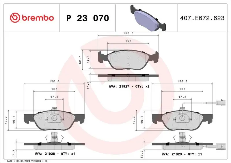 BREMBO P23070 Ön Fren Balatası