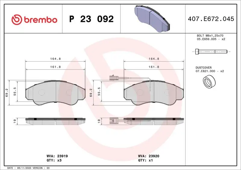 BREMBO P23092 Ön Fren Balatası