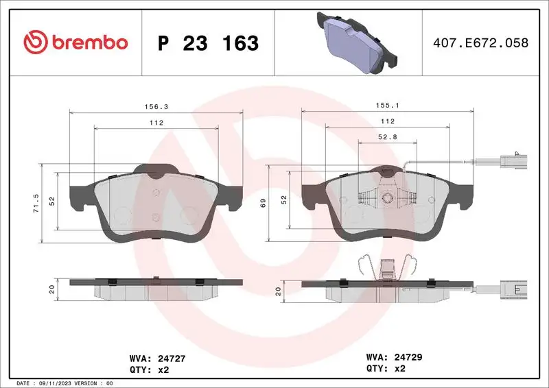 BREMBO P23163 Ön Fren Balatası