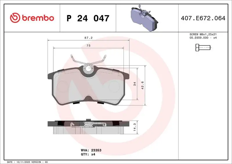 BREMBO P24047 Arka Fren Balatası