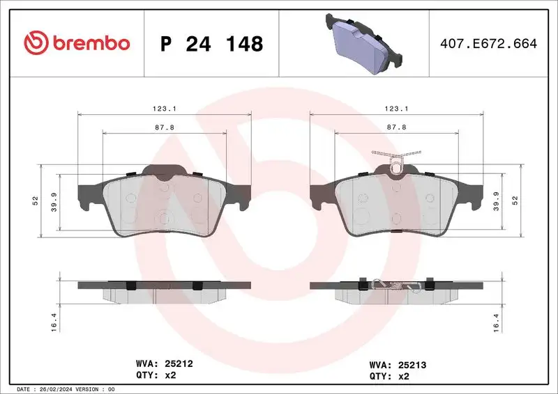 BREMBO P24148 Arka Fren Balatası