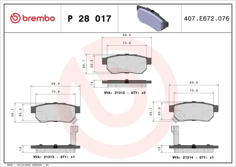 BREMBO P28017 Arka Fren Balatası