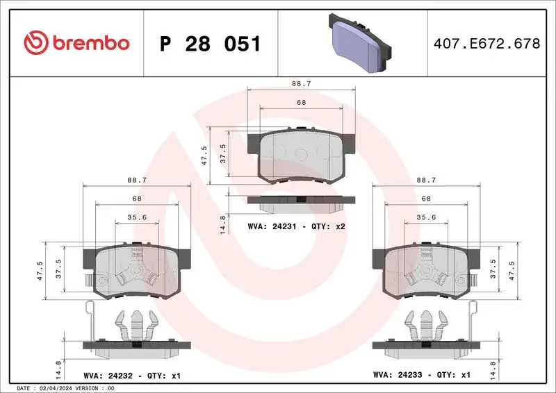 BREMBO P28051 Arka Fren Balatası