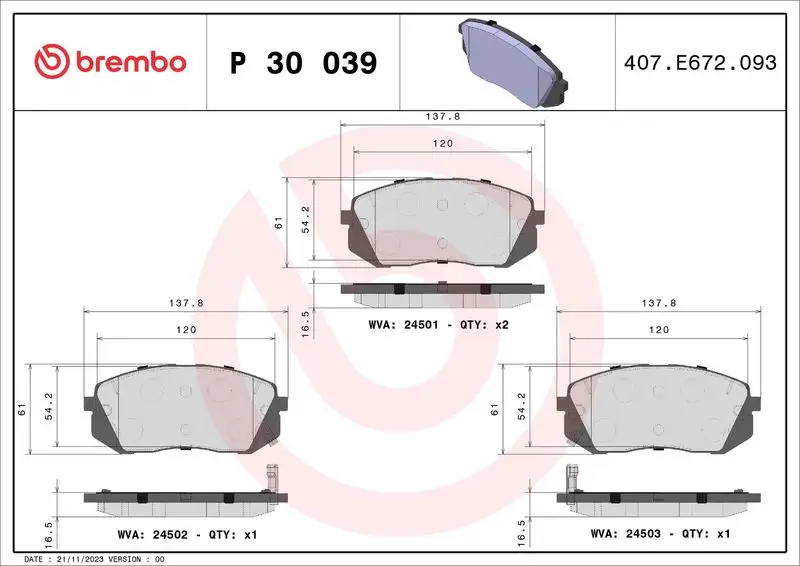 BREMBO P30039 Ön Fren Balatası