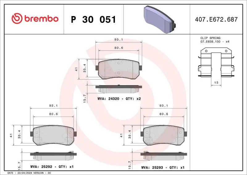 BREMBO P30051 Arka Fren Balatası