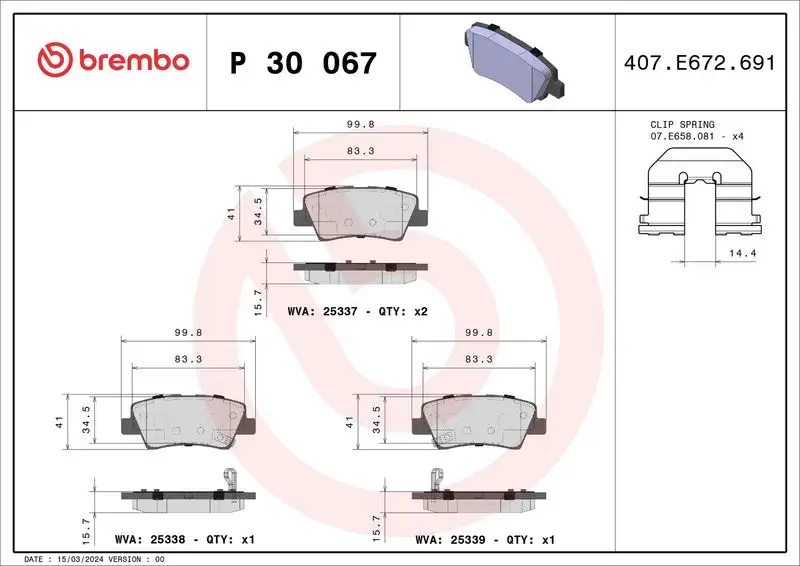 BREMBO P30067 Arka Fren Balatası