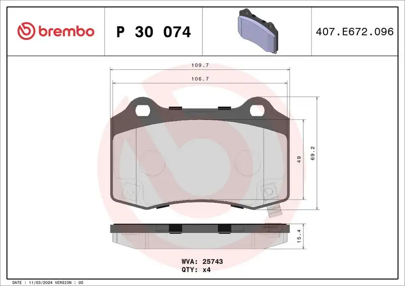 BREMBO P30074 Arka Fren Balatası