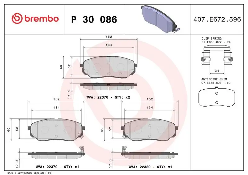 BREMBO P30086 Ön Fren Balatası