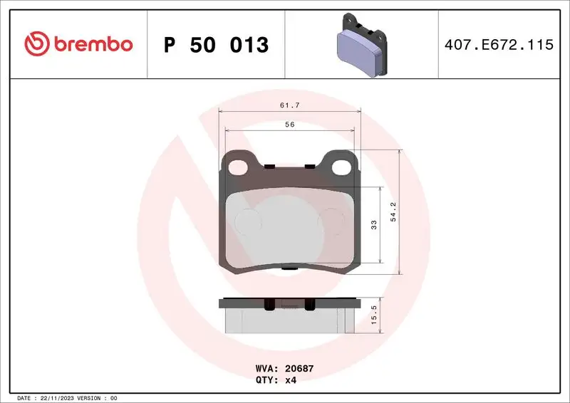 BREMBO P50013 Arka Fren Balatası A0004209820