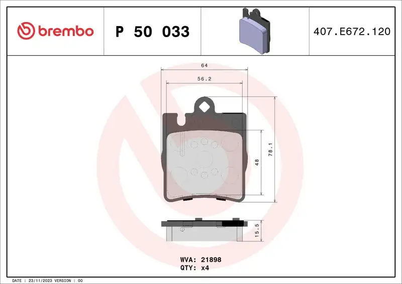 BREMBO P50033 Arka Fren Balatası