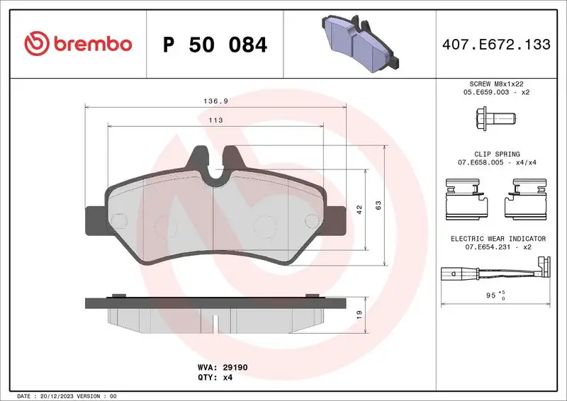 BREMBO P50084 Arka Fren Balatası