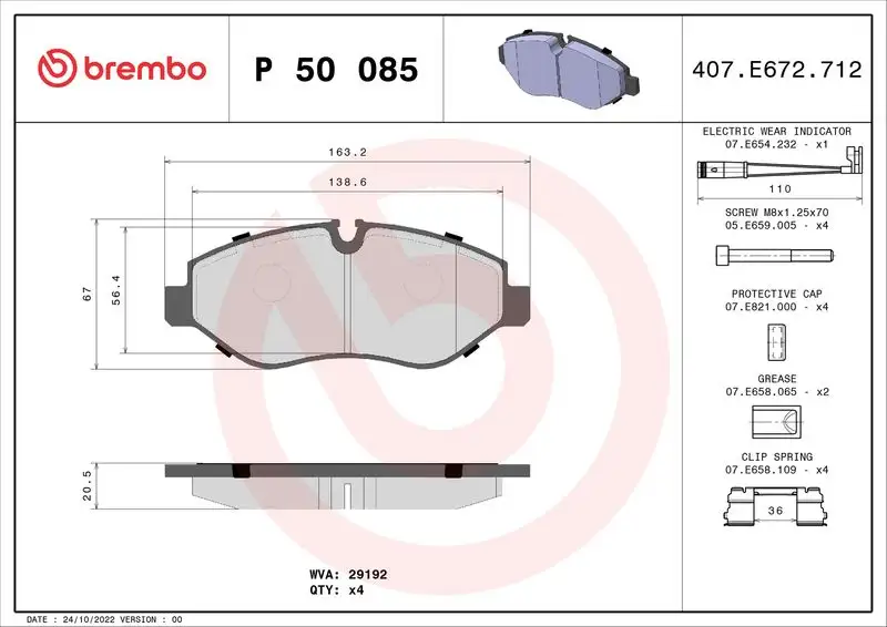 BREMBO P50085 Ön Fren Balatası
