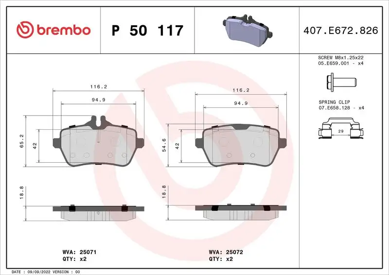 BREMBO P50117 Arka Fren Balatası