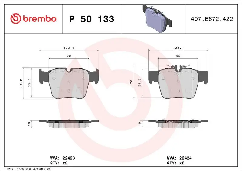 BREMBO P50133 Arka Fren Balatası