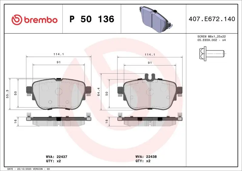 BREMBO P50136 Arka Fren Balatası