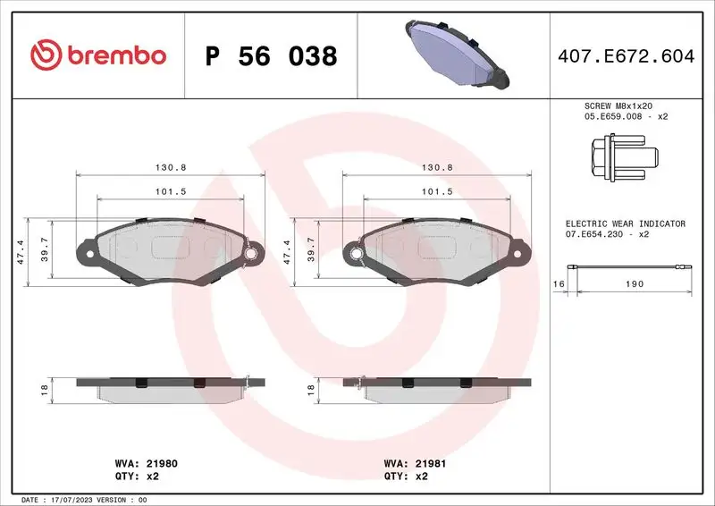 BREMBO P56038 Ön Fren Balatası