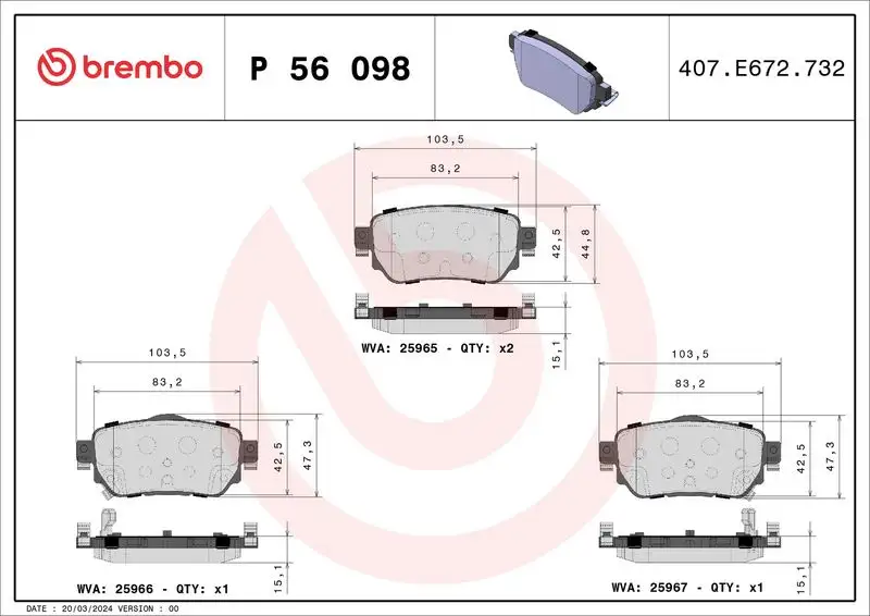 BREMBO P56098 Arka Fren Balatası