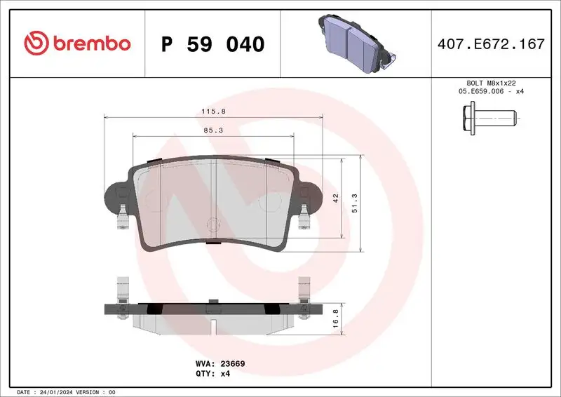 BREMBO P59040 Arka Fren Balatası