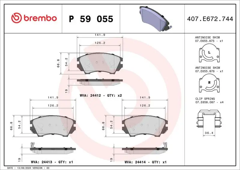 BREMBO P59055 Ön Fren Balatası