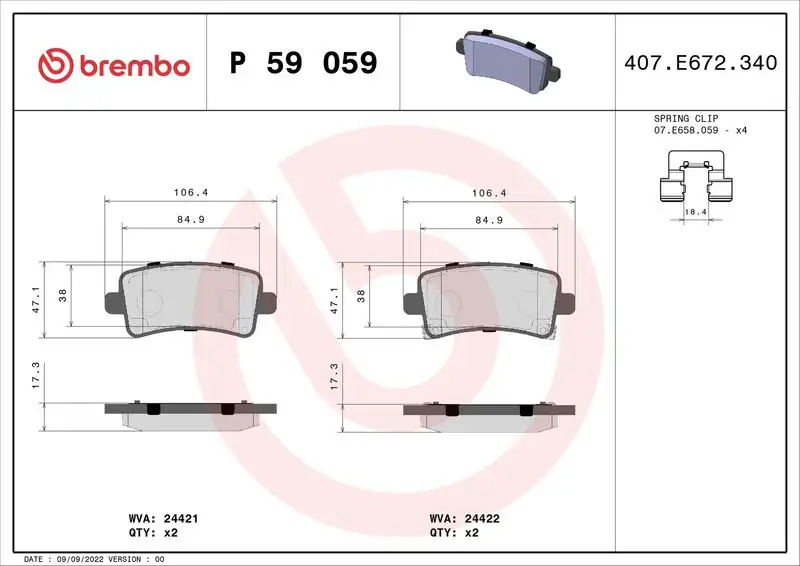 BREMBO P59059 Arka Fren Balatası