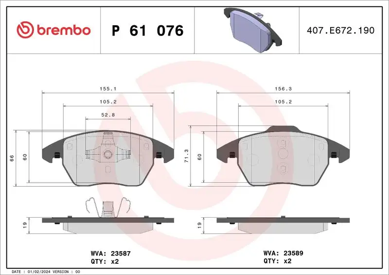 BREMBO P61076 Ön Fren Balatası