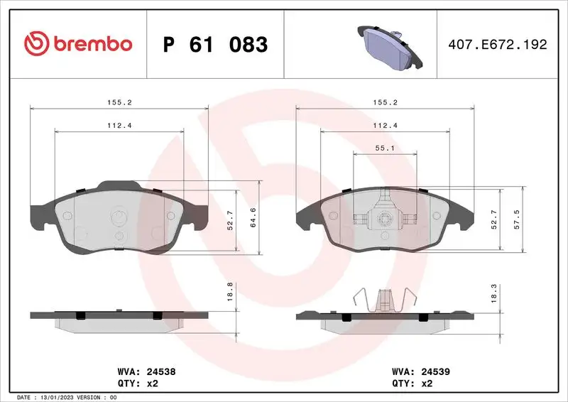 BREMBO P61083 Ön Fren Balatası
