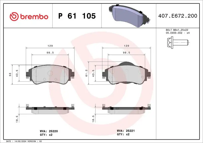 BREMBO P61105 Ön Fren Balatası 1617273280