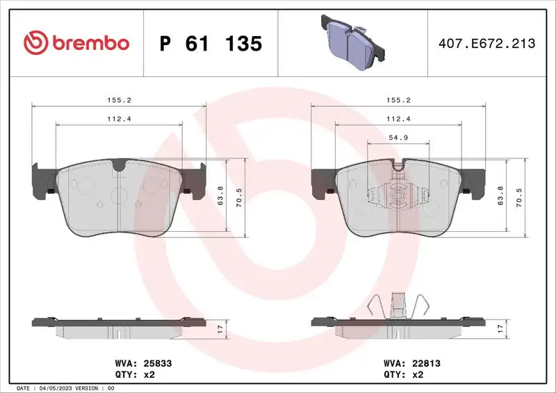 BREMBO P61135 Ön Fren Balatası