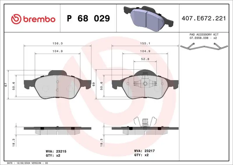 BREMBO P68029 Ön Fren Balatası