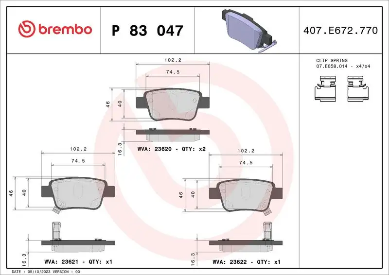 BREMBO P83047 Arka Fren Balatası