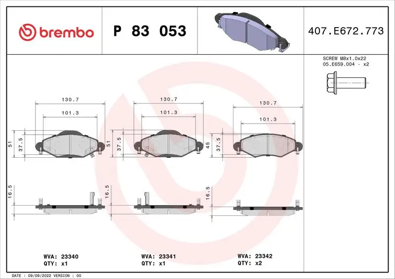 BREMBO P83053 Ön Fren Balatası