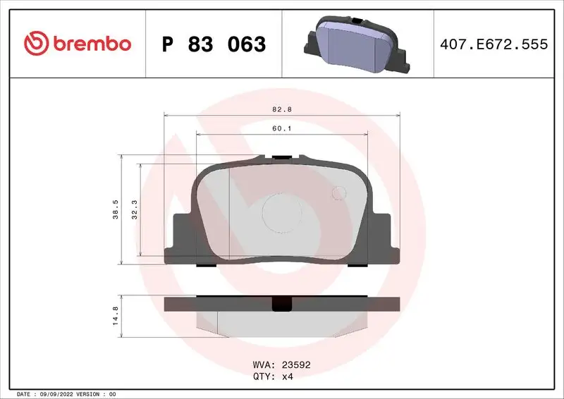 BREMBO P83063 Arka Fren Balatası