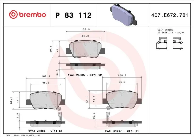 BREMBO P83112 Arka Fren Balatası