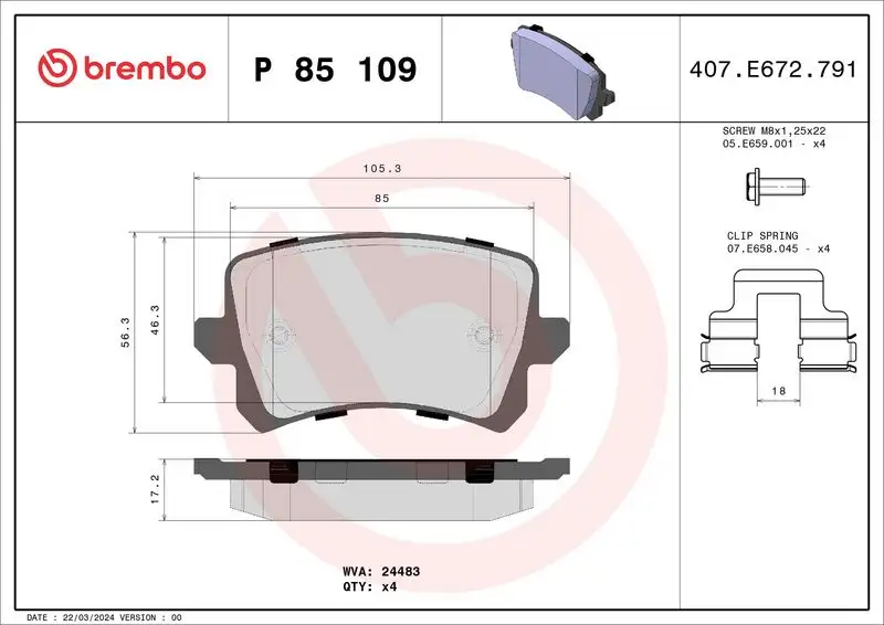 BREMBO P85109 Arka Fren Balatası