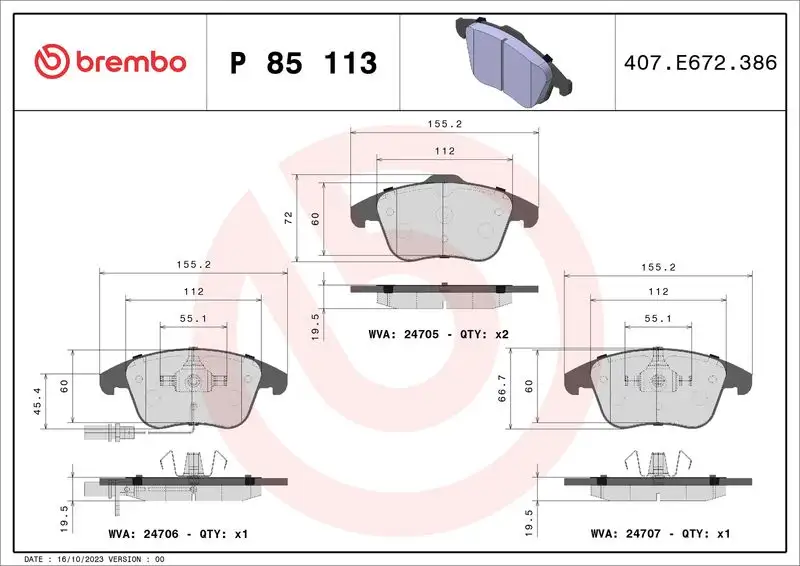 BREMBO P85113 Ön Fren Balatası