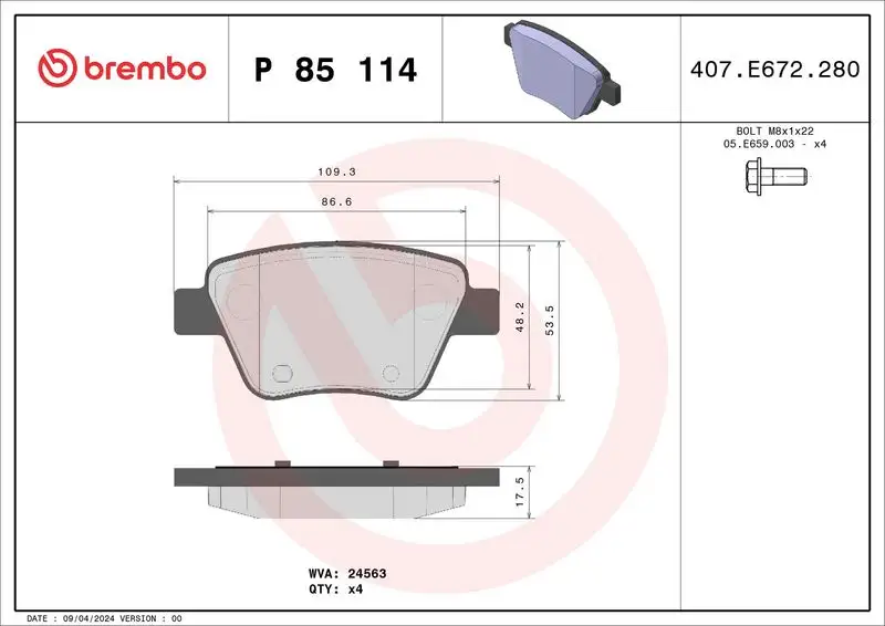 BREMBO P85114X Arka Fren Balatası