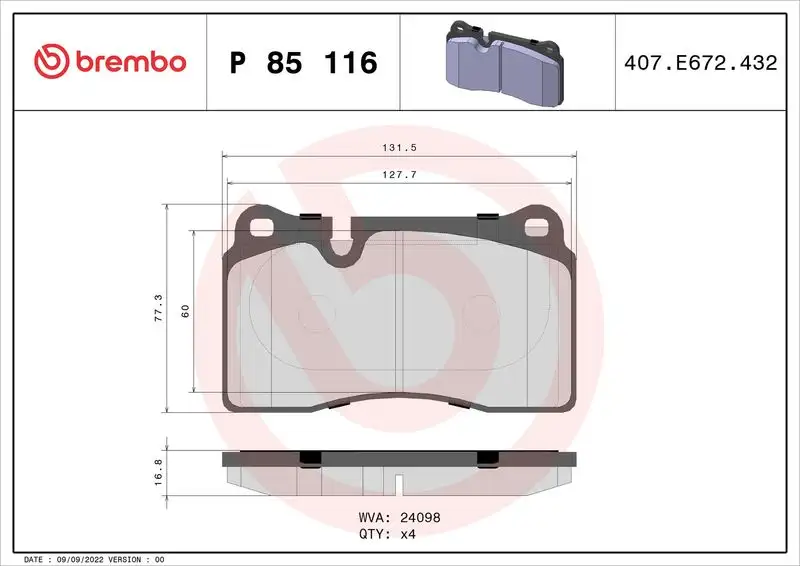 BREMBO P85116 Ön Fren Balatası