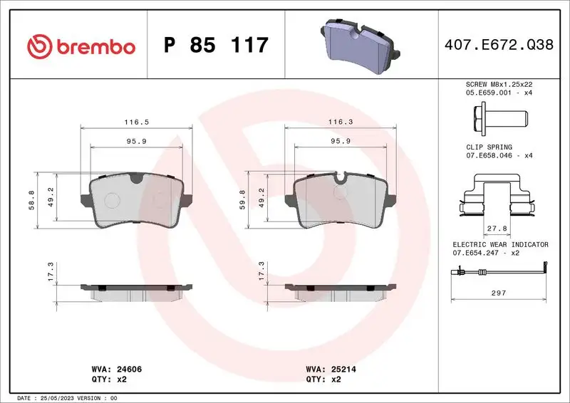 BREMBO P85117 Arka Fren Balatası 4H0698451L