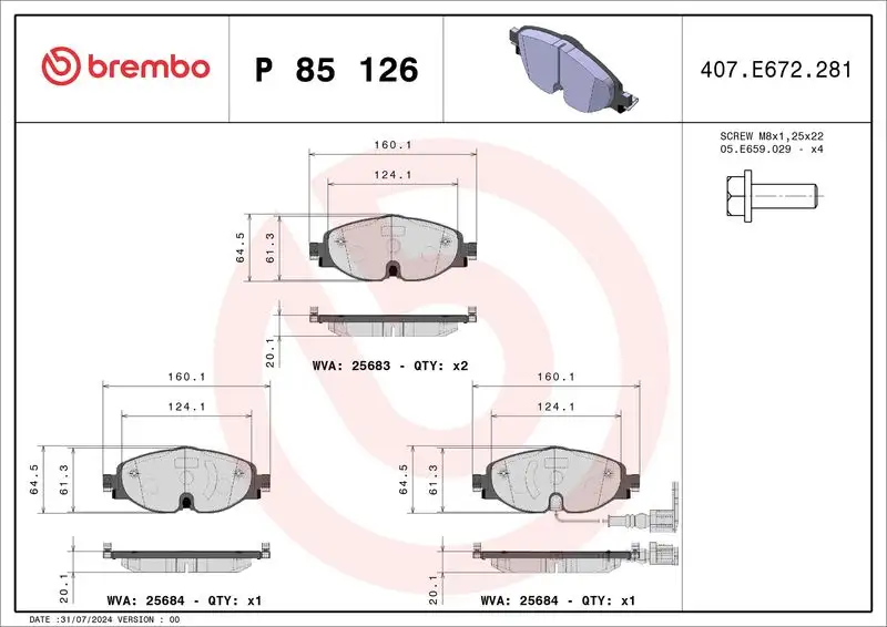 BREMBO P85126 Ön Fren Balatası