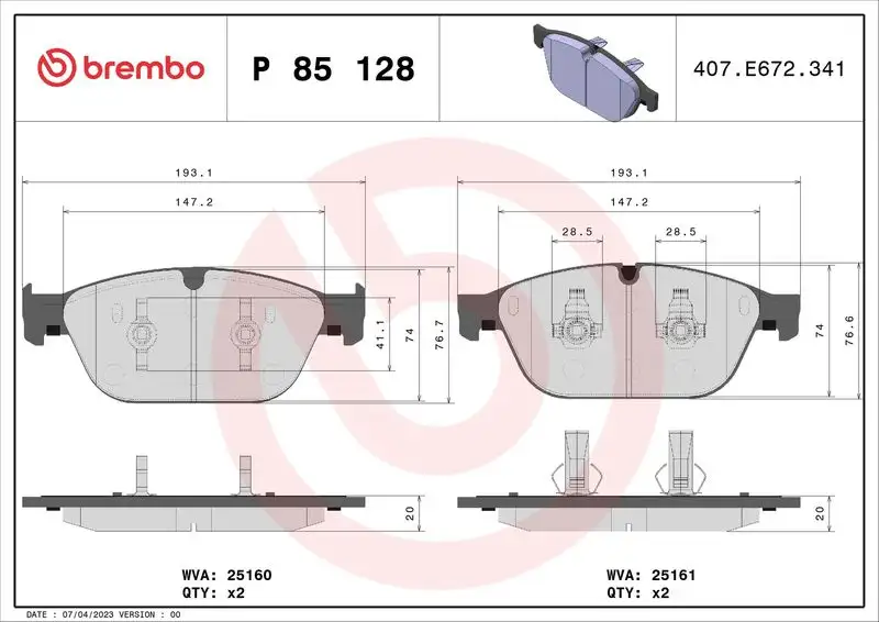 BREMBO P85128 Ön Fren Balatası