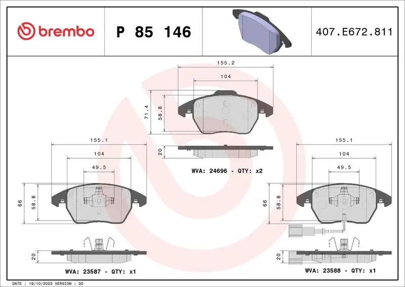 BREMBO P85146 Ön Fren Balatası