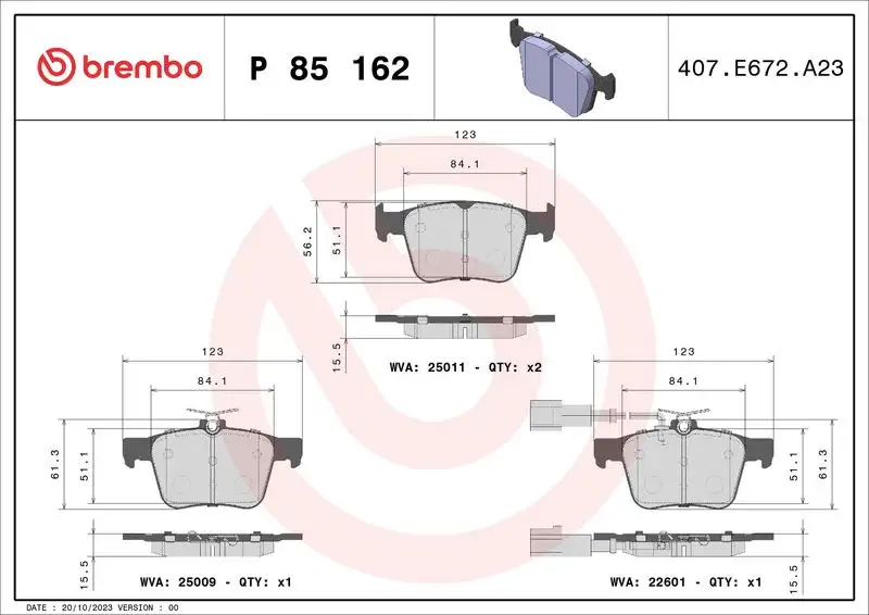 BREMBO P85162 Arka Fren Balatası