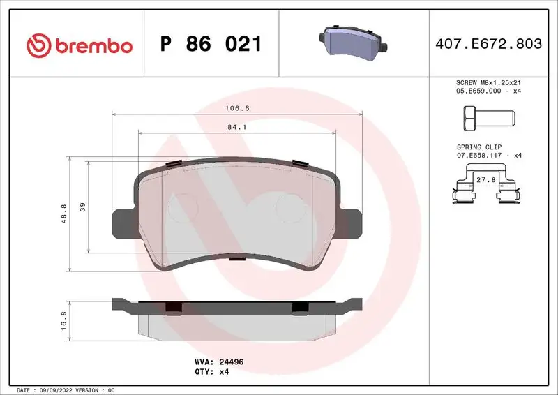 BREMBO P86021X Arka Fren Balatası